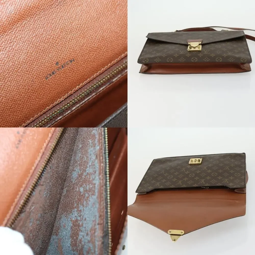 Louis Vuitton Monogram Porte Documents Bandouliere Business Bag Brown